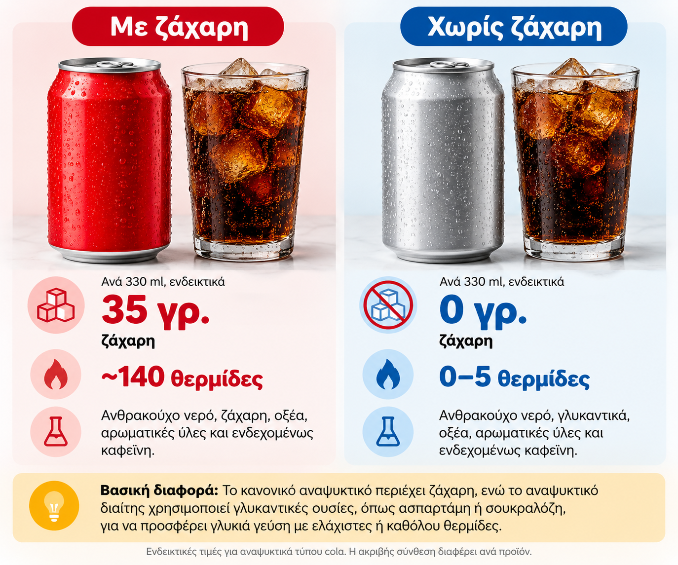 Αναψυκτικά με ζάχαρη ή light: Ποια θεωρούνται πιο υγιεινά και τι συμβαίνει στο σώμα αν τα πίνετε κάθε μέρα